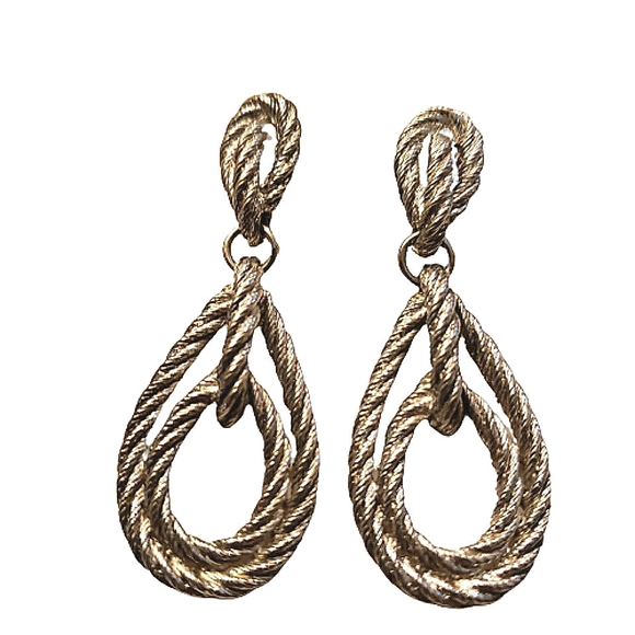 Twisted silver rope dangle earrings - Picture 3 of 7